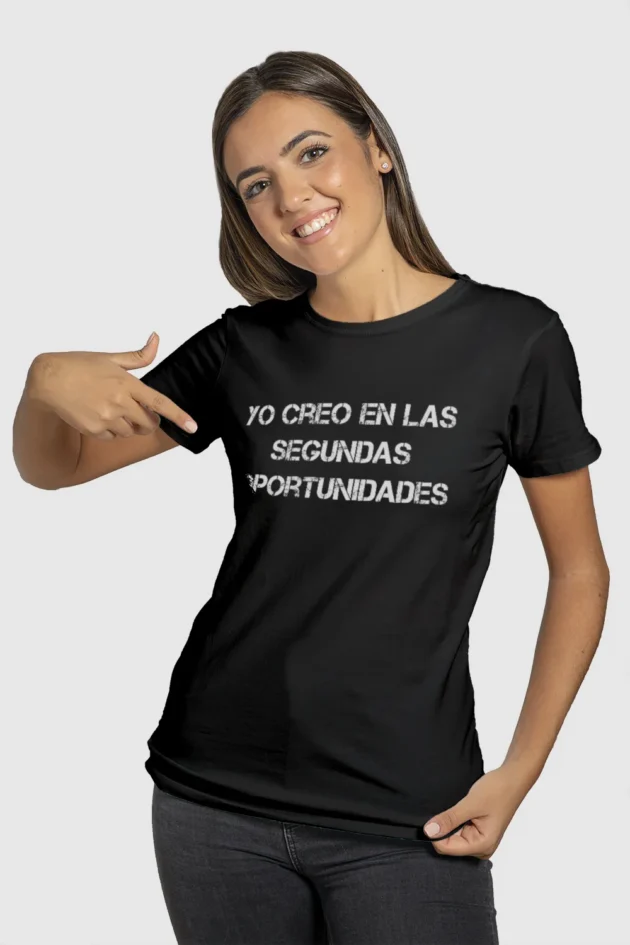 Camiseta negra unisex Segundas Oportunidades