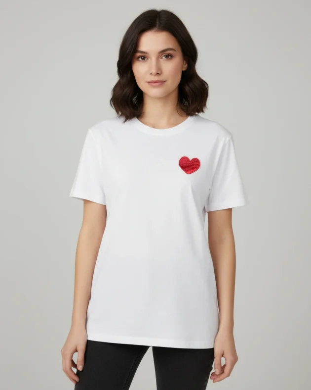 Camiseta Corazón tejido blanca